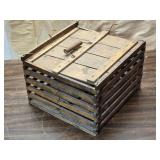 Antique Wooden Slat Chicken Coop Cage with Handle