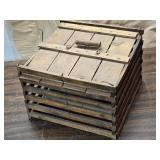 Antique Wooden Slat Chicken Coop Cage with Handle