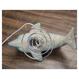 Pair of Illuminated Blue Dolphin Figurine Lamps on Spring Stands - One is Missing Light Fixture