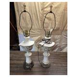 Pair of Vintage Ceramic Table Lamps with Swan Motif