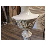 Pair of Vintage Ceramic Table Lamps with Swan Motif