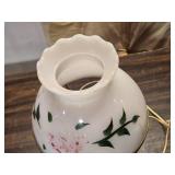 Vintage White Milk Glass Hurricane Lamp with Floral Design