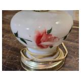 Vintage White Milk Glass Hurricane Lamp with Floral Design