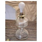 Vintage Clear Pressed Glass Oil Lamp Converted to Electric Lamp with Brass Fittings