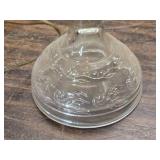 Vintage Clear Pressed Glass Oil Lamp Converted to Electric Lamp with Brass Fittings