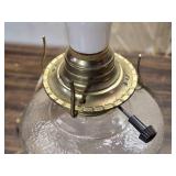Vintage Clear Pressed Glass Oil Lamp Converted to Electric Lamp with Brass Fittings