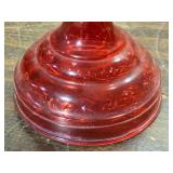Vintage Red Glass Oil Lamp with Eagle Burner