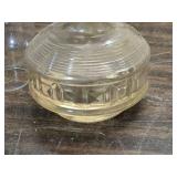 Vintage Lantern Set - Red Metal Barn Lantern and Glass Oil Lamp - Chimney does not fit lamp