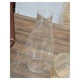 Vintage Lantern Set - Red Metal Barn Lantern and Glass Oil Lamp - Chimney does not fit lamp