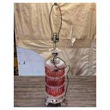 Vintage Cut Glass Lamp with Ornate Silver-Toned Base