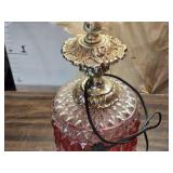 Vintage Cut Glass Lamp with Ornate Silver-Toned Base