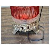 Vintage Cut Glass Lamp with Ornate Silver-Toned Base