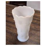 Milk Glass Vase and Ceramic Lamp