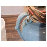 Milk Glass Vase and Ceramic Lamp