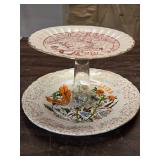 Set of 3 DIY Tiered Serving Platters Using Collectable Plates from Various States - One needs to be re-glued