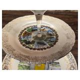 Set of 3 DIY Tiered Serving Platters Using Collectable Plates from Various States - One needs to be re-glued