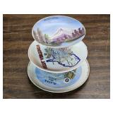 Set of 3 DIY Tiered Serving Platters Using Collectable Plates from Various States - One needs to be re-glued