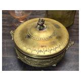 Vintage Glass and Brass Dishware - Pink, Amber, and Yellow