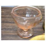 Vintage Glass and Brass Dishware - Pink, Amber, and Yellow