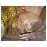 Vintage Glass and Brass Dishware - Pink, Amber, and Yellow