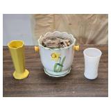 Lot of 2 Vases and 1 Flower Pot