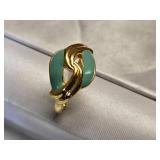 Vintage Turquoise Enamel Jewelry Set - Bracelet, Earrings, and Ring