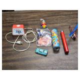 Chipmunks Alarm Clark, Bugs Bunny Car, Kaleidoscope, Plastic Helicopter, Small Metal Car