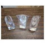 Lot of 3 Faceted Lucite Paperweight with Embedded Quill Pen Point