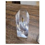 Lot of 3 Faceted Lucite Paperweight with Embedded Quill Pen Point