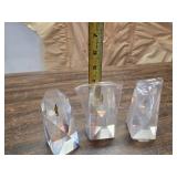Lot of 3 Faceted Lucite Paperweight with Embedded Quill Pen Point
