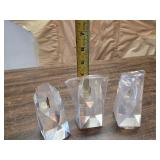 Lot of 3 Faceted Lucite Paperweight with Embedded Quill Pen Point