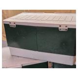 Lot of 3 Vintage Green Coleman Coolers - One has cracked plastic - See pics for condition