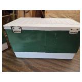 Lot of 3 Vintage Green Coleman Coolers - One has cracked plastic - See pics for condition