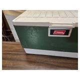 Lot of 3 Vintage Green Coleman Coolers - One has cracked plastic - See pics for condition