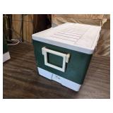 Lot of 3 Vintage Green Coleman Coolers - One has cracked plastic - See pics for condition