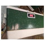 Lot of 3 Vintage Green Coleman Coolers - One has cracked plastic - See pics for condition