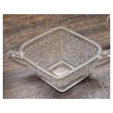 Crystal Candy Dish with Cut Glass, Cream and Sugar Servers