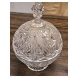 Crystal Candy Dish with Cut Glass, Cream and Sugar Servers