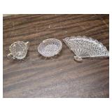 Crystal Relish Fan Dish, Sugar Bowl, Small Crystal Serving Dish with Handle