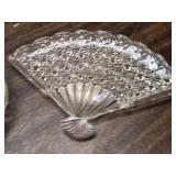Crystal Relish Fan Dish, Sugar Bowl, Small Crystal Serving Dish with Handle