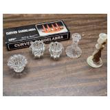 Crystal, Wood and Glass Candle Holders