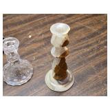 Crystal, Wood and Glass Candle Holders