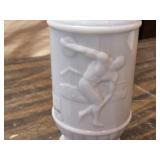 Green Glass Vase, Crystal Vase, Milk Glass McGill Whiskey Bottle