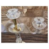 3 Candle Crystal and Metal Candelabra with Ash Tray Midway - Has Crystals to Hang from the Candle Holders, Not all are There