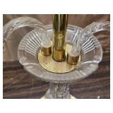 3 Candle Crystal and Metal Candelabra with Ash Tray Midway - Has Crystals to Hang from the Candle Holders, Not all are There