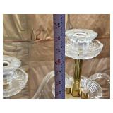 3 Candle Crystal and Metal Candelabra with Ash Tray Midway - Has Crystals to Hang from the Candle Holders, Not all are There