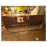 Large Vintage Glass Top and Wood Shop or Store Counter
