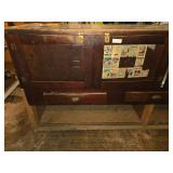 Large Vintage Glass Top and Wood Shop or Store Counter