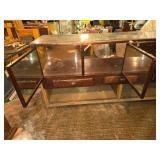Large Vintage Glass Top and Wood Shop or Store Counter