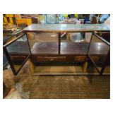 Large Vintage Glass Top and Wood Shop or Store Counter